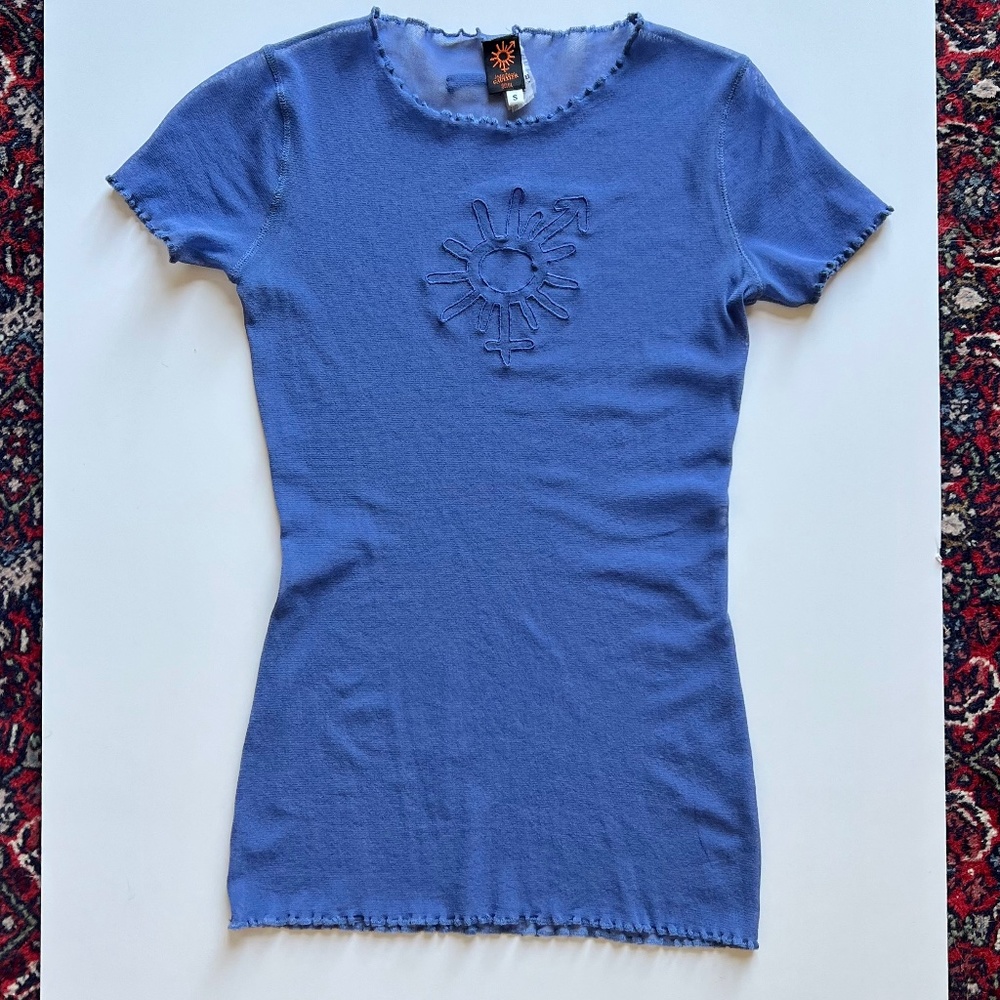 Jean Paul Gaultier Soleil sheer embroidered mesh top, made in Italy